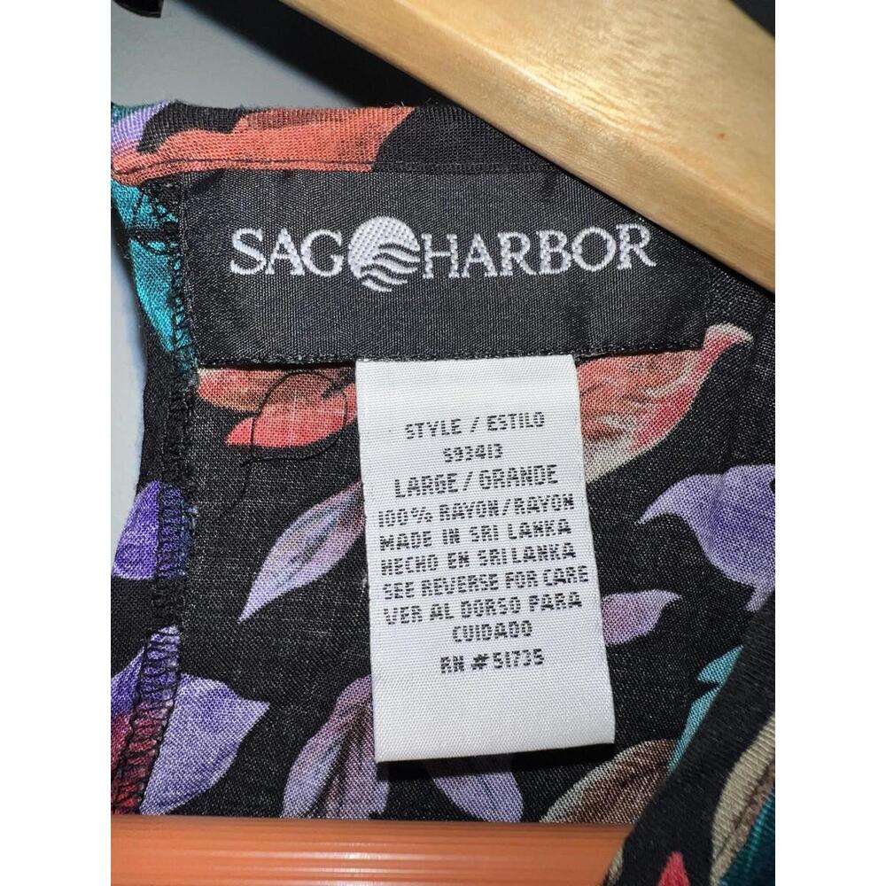 VTG 90's Sag Harbor Multi Floral Blouse Short Sleeve Top Women’s Size Large - Picture 6 of 9